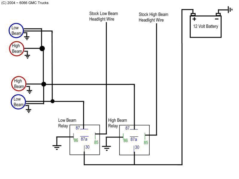 High Beam Low Beam headlight Wiring Diagram